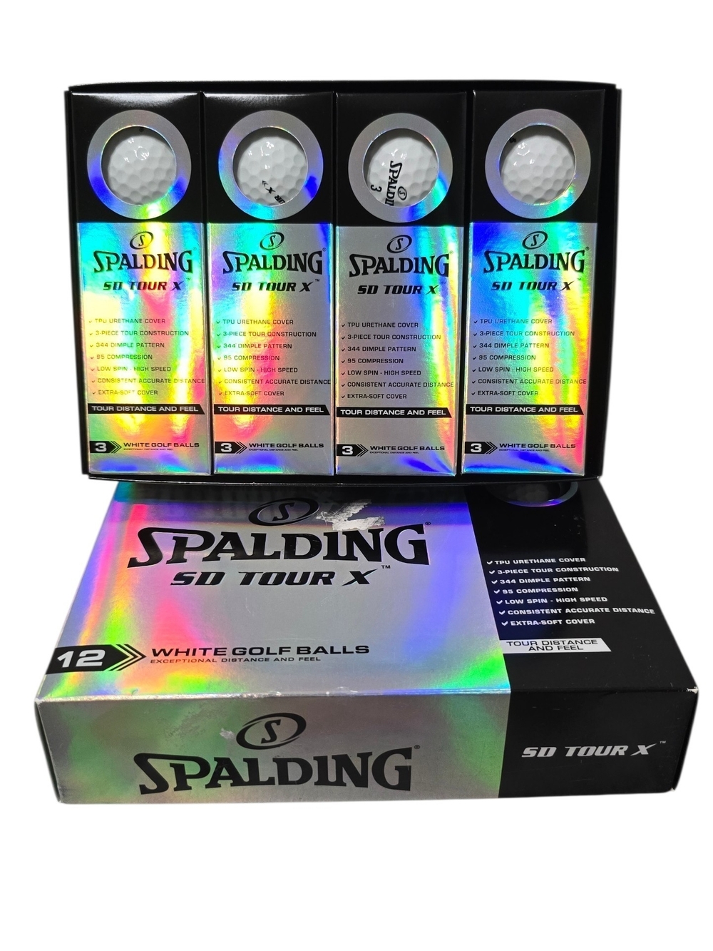 Spalding SD Tour X White Golf Balls - Pack of 12